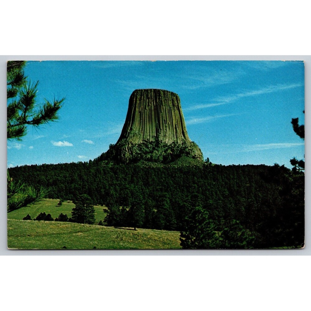 Vintage 1966 Devils Tower Wyoming Postcard Postmarked 4c Lincoln Stamp WY